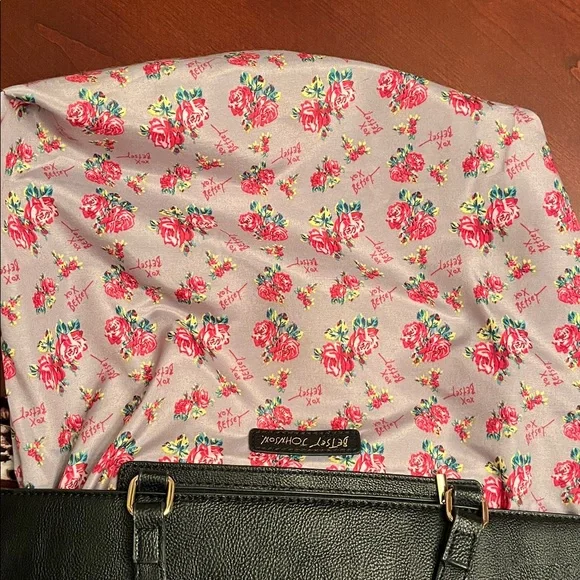 Betsey Johnson Black Tote Bag Leopard & Snake Print Stripe with Bow- EUC - Picture 9 of 16